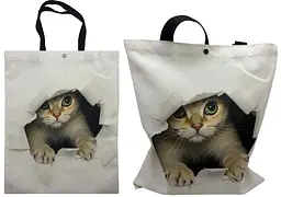 Сумка-шопер Цікавий Кіт 34x39 см (В асортименті)