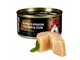 Корм для котів ANIMALL Консерва 85г Вологий курка з крабом,