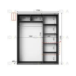 Шафа-купе Idea серія 5 170 x 60 x 210 см Антрацит - мініатюра 2