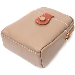 Сучасна сумка трапеція для жінок з натуральної шкіри Vintage 22271 бежева - мініатюра 7