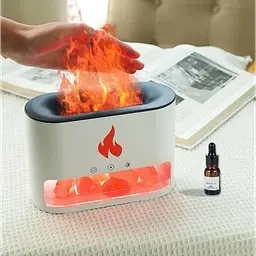 Лампа зволожувач повітря Docsal Flame 3в1 з ультразвуковим зволоженням і соляним камінням Білий - мініатюра 3