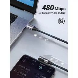 Дата кабель USB-C to USB-C 3.0m 60W US255 90-degree Angle Black Ugreen (80714) - мініатюра 4