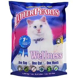 Силікагелевий кварцовий наповнювач Litter Pearls Wellness для котячого туалету Літтер Перлс Веллнес 3.4 л (1.59 кг) (10704)