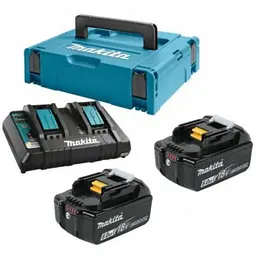 Набір акумулятор + зарядний пристрій Makita набір LXT (BL1860Bx2, DC18RD, Makpac3) (198077-8)