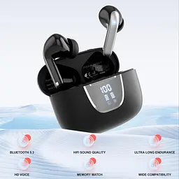 Бездротові навушники Bluetooth 5.3 TWS 40H час відтворення в навушниках із мікрофоном, глибокий бас, IPX5 - мініатюра 3