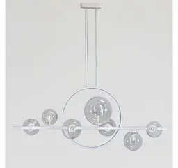 Сучасна підвісна люстра Artlight 1003/7WH біла з 7 скляними плафонами та LED-кільцем - мініатюра 2