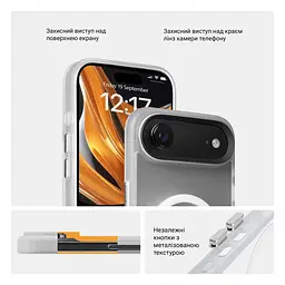 Чехол для Apple iPhone 17 Air, Uniq MagCase, белый, противоударный, панель-накладка с MagSafe, ударопрочный TPU+PC, с магнитом MagSafe, поддержка полноценной беспроводной зарядки, ArmorStandart (ARM86279) - мініатюра 3