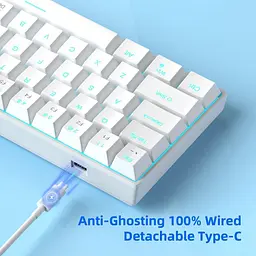 Клавіатура MageGee MK-Star 61 LED Red Switch White (6971969720978-UA) [159844] - мініатюра 4