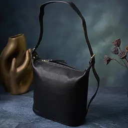 Сумка жіноча сумка з однією довгою ручкою з натуральної шкіри Vintage 22305 чорна - мініатюра 4