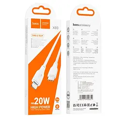 Кабель Hoco X93 Force PD20W charging data cable Lightning 1M White - мініатюра 2