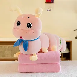 М'яка іграшка з пледом Черв'як 21554 60 см 100х170+-5 см рожева