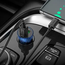 Авто зу з кабелем HOCO Type-C Transparent Discovery Edition dual port Z47 чорні - мініатюра 5