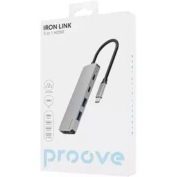 USB-Хаб Proove Iron Link 5 in 1 (2*Type-C + 2*USB3.0 + HDMI) Silver (HBIL00222024) - мініатюра 3