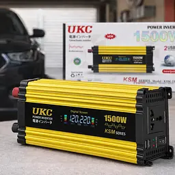 Автомобільний інвертор Жовтий / Перетворювач напруги з 12-220 V, 1500 Вт, 2хUSB - мініатюра 2