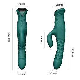 Смарт пульсатор-кролик з вібрацією Zalo Mose 2 Turquoise Green, підігрів до 42 °C, кристал Swarovski - мініатюра 4