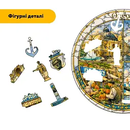 Дерев'яний фігурний пазл puzzlean Композиція Одеси, А3, Дерев'яна коробка 200 елементів - мініатюра 3