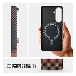 Защитный чехол для Samsung Galaxy S26 Plus 5G, BlackIcon Kevlar MagCase, кевларовый, разноцветный, панель, накладка с поддержкой MagSafe, противоударный, защита всего корпуса, усиленные углы, совместим с беспроводной зарядкой, ArmorStandart (ARM90157) - мініатюра 7