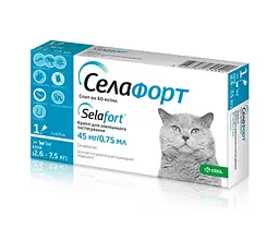Краплі для котів на холку KRKA Селафорт спот-он від 2,6 до 7,5 кг, 1 піпетка