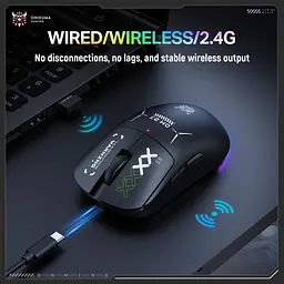 Комп'ютерна мишка Onikuma з RGB підсвіткою 12000 DPI 3 режими підключення Bluetooth / 2.4GHz / дротове - мініатюра 6
