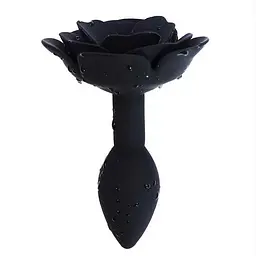 Анальна пробка SILICON ROSE 11*3 см силіконова з обмежувачем у формі квітки Чорна - мініатюра 2