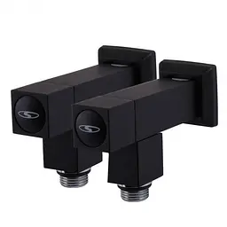 Набір кутових кранів Solomon LUX 8888-CUBE 1/2" із американкою Black 30412 - мініатюра 5