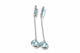 Сережки з білого золота з блакитними топазами S-0385
