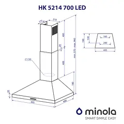 Витяжка купольна MINOLA HK 5214 I 700 LED - мініатюра 11