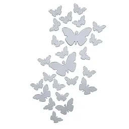 Дзеркальний декор Wall Sticker SW-00002521 акриловий самоклеючий Метелики 25 шт. срібло