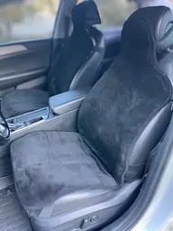 Накидка чохол в автомобіль, авто-чохол на овчині зимовий, Чорний (12337022) - мініатюра 7