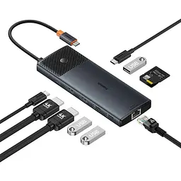 USB-хаб Baseus Metal Gleam Series II 10-in-1B00061800123-00 Black - мініатюра 3