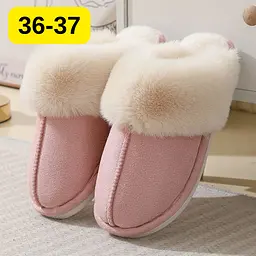 Жіночі домашні капці з хутром Slippers теплі м’які закриті тапочки для дому 36-37 рожевий KT8003831 - мініатюра 2