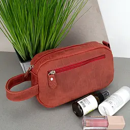 Косметичка жіноча шкіряна HandyCover HC0029 червона з ручкою - мініатюра 3