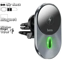 Автотримач із бездротовою зарядкою Hoco CA91 Magic Magnetic - мініатюра 3