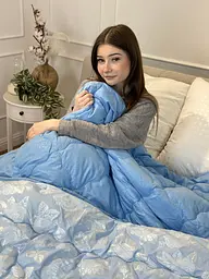 Ковдра двоспальна подвійна 4 сезони з холлофайбера Arda 21562 175х215 см синя - мініатюра 9