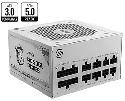 Блок живлення MSI MAG 850W PCIE5 80+ Gold White (MAG A850GL PCIE5 WHITE) Б/в - мініатюра 2