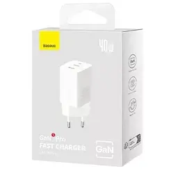Мережевий зарядний пристрій Baseus GaN5 Pro Fast Charger 2Type-C 40W CCGP180102 White - мініатюра 5