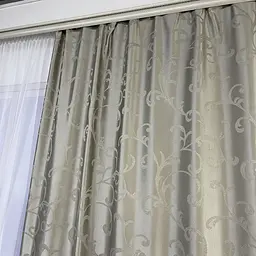 Жакардові штори "вензель" темно-бежевого кольору 2шт. 150х270 з білим шифоновим тюлем 400х270, на та ALBO pbe0052768 - мініатюра 6