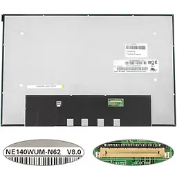 Матриця 14.0" NE140WUM-N62 1920х1200, 30pineDP, IPS, LED, SLIM без дод. панелі, матова, роз'єм справа внизу для ноутбука