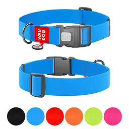 Нашийник для собак водостійкий Waudog Waterproof з QR-паспортом пластиковий фастекс XXL Ш 40 мм Д 46-70 см блакитний - мініатюра 2