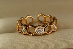 Кільце Xuping Jewelry бджолині стільники розсувне 17 золотисте