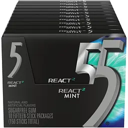 Жувальна гумка Wrigley's 5 GUM React Mint Gum Sugar Free 15 стіков - мініатюра 5