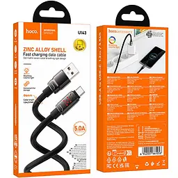Дата кабель Hoco U143 Joy USB to Type-C 5A 1.2 м Black - мініатюра 2