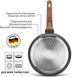 Сковорода глибока Diamond Grey з 5-шаровим антипригарним покриттям Fissman Ø24х7 см kuh0007239 - мініатюра 5