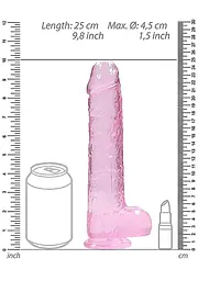 Фалоімітатор Realrock Crystal Clear 9" 22 см рожевий - мініатюра 6