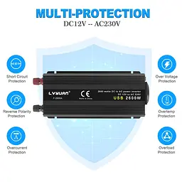 Інвертор Lvyuan F2600 12/230V 1300/2600W модифікована синусоіда - мініатюра 4