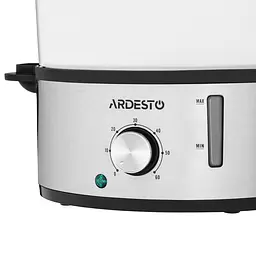 ARDESTO Пароварка Ardesto 800Вт, чаша-3.4/3.4/3.4л, резервуар для води -1л, механічне керування, 3 яруси, метал/пластик, чорний - мініатюра 4