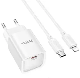 Мережевий зарядний пристрій Hoco C148A Charm single port PD30W charger set(Type-C to iP)(EU) Білий