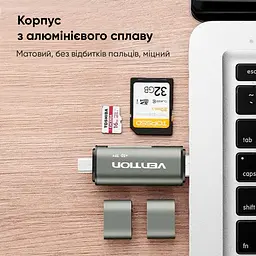 Кардридер Vention USB3.0 Multi-function Card Reader Gray Metal Type (CCHH0) - мініатюра 10