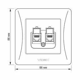 Комп'ютерна розетка Videx BINERA CAT6 + CAT6 подвійна кремова (VF-BNSK2PC6-CR) - мініатюра 5
