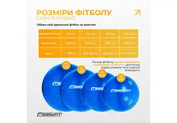 Фітбол 85 см EasyFit Hybrid синій (фітбол напівмасажний) (EF-3013-BL) - мініатюра 5